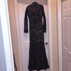 Black/Nude Floor Length Dress